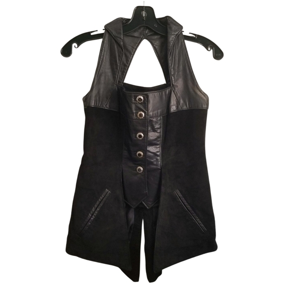 The Leather Ranch Black Halter Corset Vest – 90s Gothic Bikerwear - Picture 6 of 10